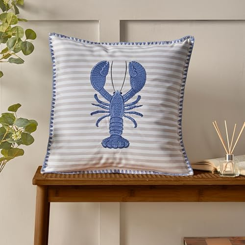 Catherine Lansfield Lobster Embroidered 45x45cm Cushion Blue