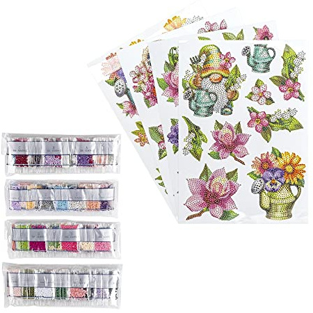 Ideen mit Herz Diamond Painting Sticker | 4 ark i DIN A4 | Klistermärke individuellt avtagbara | inklusive smyckesstenar (sommartid)