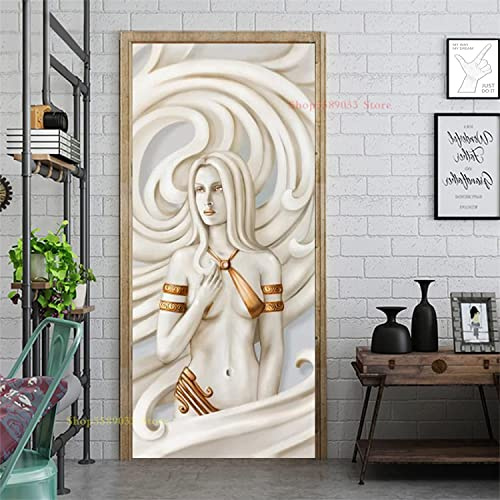 3D Puerta Foto Autoadhesiva Puerta Pegatina Cartel Papel Pintado Mural Arte Pared Pegatina Mujeres En Relieve 95 X 210 Cm Para Sala De Estar, Dormitorio, Baño, Cocina, Oficina, Puerta Extraíble De Pv