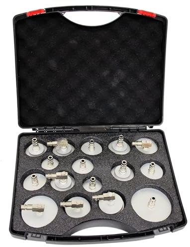 ROTOOLS Aluminium Adapter Set 16 TLG. für Bremsenentlüfter Bremsenentlüftungsgerät passend für Ford VAG Mercedes Opel Mazda BMW Tesla 3010