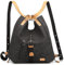 KONO Damen Rucksackhandtaschen Rucksack Canvas Handtasche 2 in 1 Vintage Damen Umhängetasche Verstellbare Schultergurte für Alltag Büro Schule Ausflug Einkauf(Schwarz)