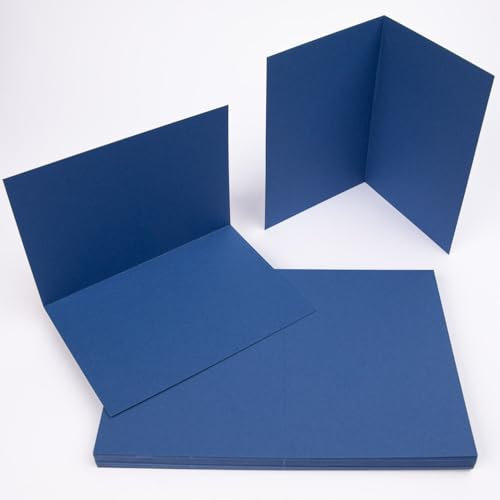 PresentFill® Klappkarten blanko in Saphir Blau - 25 Faltkarten A6, Klappkarte ideal zum Karten selbst gestalten, beschriften oder bedrucken - passend für C6 Umschläge