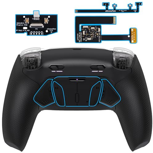 eXtremeRate Plus MAX RISE4 Remap Back Paddles Kit with Clicky Trigger Stops & Rubberized Grip for PS5 Controller BDM-010 020, Remappable Back Buttons Kit for PS5 Controller - Black - NO Controller