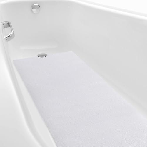 Sinmoe 40,5 x 101,5 cm Adesivo Antiscivolo per Vasca da Bagno Tappetino Vasca Antiscivolo da Bagno con Foro di Scarico Adesivo di Sicurezza per Doccia in PEVA(Bianco)