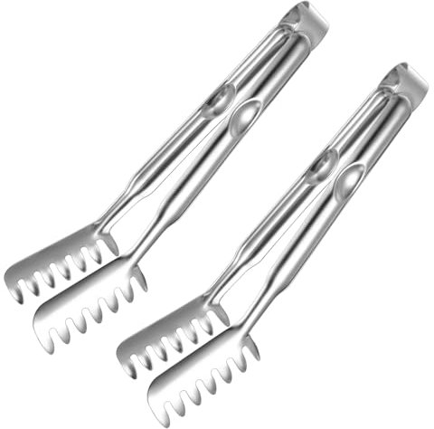 2 pinze per spaghetti in acciaio inox, 29 cm, pinze per spaghetti, pinze da cucina con manico a zinco, pinze per pasta, pinze da cucina, pinze per cibo in acciaio inox per cottura e grigliate