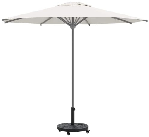 vidaXL Parasolbas med hjul för Ø38-48 mm poler, 13 kg, rund och tung betong i mörkgrå. Perfekt parasollhållare för uteplatsen, balkongen eller i trädgården. Stöd och tillbehör för utomhusbruk, modern