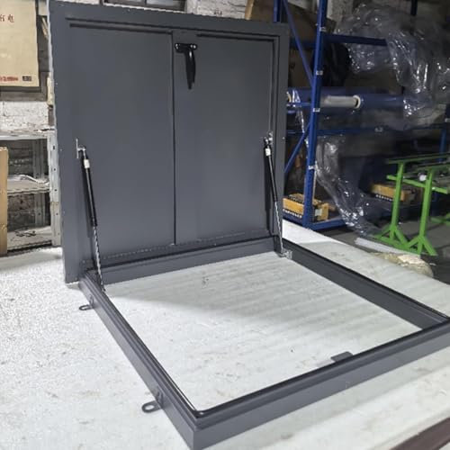 Basement Flat Roof Escape Hatch, Large Galvanized Cellar Emergency Exit Lid 80° Opening, Commercial Waterproof Skylight Window Roof Hatch,65x65cm