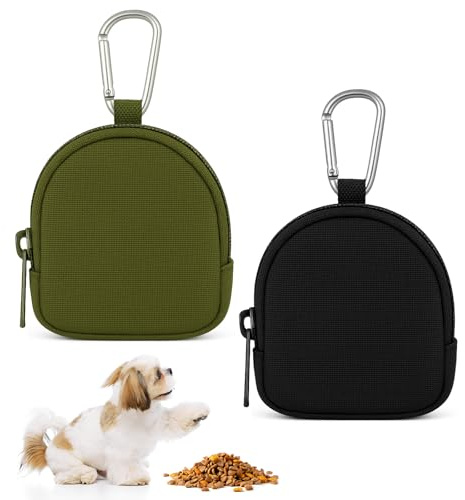 BOHUIZ 2 Stücke Leckerlibeutel für Hunde, Hundeleckerli Tasche Futterbeutel Hundetraining mit Reißverschluss und Karabiner Leckerlitasche Hunde Beutel Tragbare Mini Tasche für Hundetraining