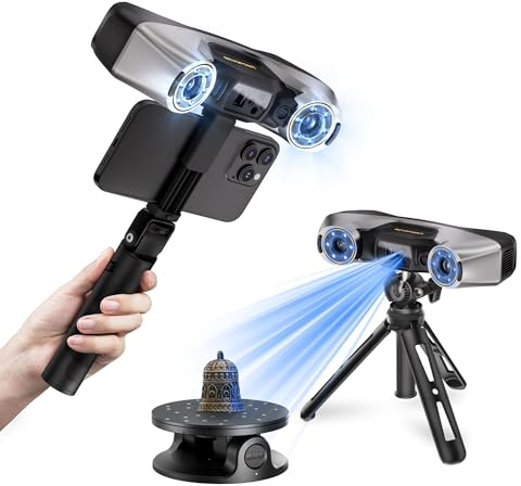 Revopoint MetroY Pro 3D-Scanner für 3D-Druck, 5 Scanmodi, bis zu 0,01 mm Präzision, 34+15+1 industrieller Blaulaser-Handscanner, 62-Linien-Vollfeld, Echtzeit-Vorschau, Wi-Fi 6, Vollfarbe
