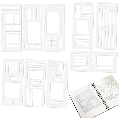 Matwsec 9 Pcs Multifunctional Planner Stencils Set, Handmade Flexible Record Template, Reusable Calendar Template Stencil for Journaling, Dot Grid, Drawing, Checklists and DIY Crafts