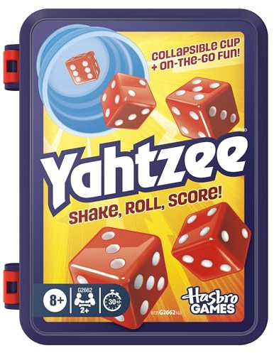 Yahtzee Dice Game | With Collapsible Cup & Storage Case | Fun Family Games for Children, Teens, Adults | 30 Mins | 2 or More Players | Ages 8+ - English Version