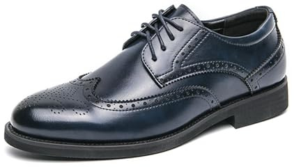 ENWIND Scarpe Oxford da Uomo Formali Business Scarpe Stringate Basse Uomo Scarpe Brogue,Blu,42 EU