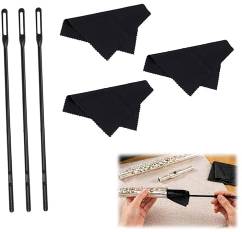 6 pcs Flute Cleaning Kit with Cloth and Rod for Flute Care (Black) | Professional Flute Cleaner Accessories for Woodwind Instrument Maintenance,routine flute cleaning and drying