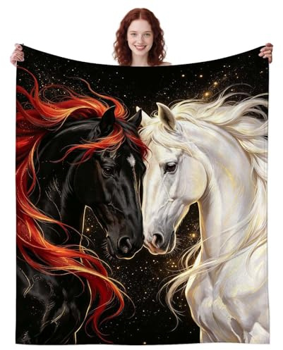 UNZOVZS Horse Blanket Gifts For Women Horse Lovers, Equestrian Present Throw Blankets Lightweight Animal Stuffed For Christmas Birthday Gifts 50X40