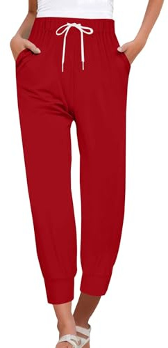 Sweatbyxor, dam, långa, eleganta joggingbyxor, sportiga, enfärgade sportbyxor | Stretch Track byxor enfärgade löparbyxor hög midja tygbyxor elastisk midja sommarbyxor fritidsbyxor med dragsko fickor