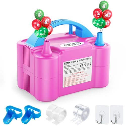 Dr.meter Luftballonpumpe, 600W Elektrische Luftballonpumpe mit Doppeldüse Inflatorgebläse Tragbare Pumpe Elektrische Ballonpumpe für Party, Hochzeit, Geburtstag Deko