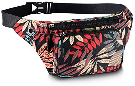 HAWEE Sac Banane Sport Sac de Taille de Voyage Unisexe Léger Multicolore Sac de Course avec Ceinture Réglable et Prise Casque pour Homme Femme Randonnée Jogging Vélo