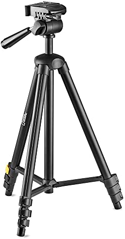 National Geographic Fotostativ-Kit, klein, 3-Wege-Kopf, Schnellwechselplatte, 4 Beinsegmente, Klemmverschluss, Mittelspinne, trägt bis zu 1 kg, Aluminium, NGHPHMIDI [Exklusiv bei Amazon]