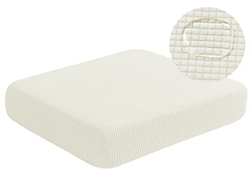NC HOME Water Repellent Couch Cushion Covers, Stretch Sofa Seat Slipcover Sets for Camper, Furniture Protector for Pets (Small, Cream)