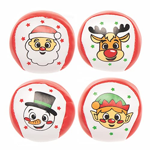 Baker Ross FC251 Mini Bolas Suaves Navideñas - Paquete de 8, Juguetes Exprimibles para Niños, Bolsas de Fiesta Infantiles, Rellenos de Calcetines y Pequeños Regalos para Niños