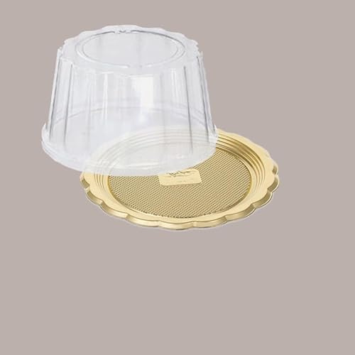 Lucgel Mini Vassoio Tondo Plastica Oro Medoro + Coperchio Trasparente Dm12H6cm - 100 pezzi
