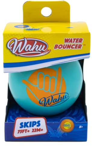 Wahu Water Bouncer 100% Waterproof Skipping Pool Ball Toy, 3.5 Bouncing Skip Ball for Pool and Beach, Skips Over 75' on Water, Teal