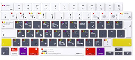 MOSISO Tangentbordsskydd kompatibelt med MacBook Air 13,5 tum M3 M2 2025-2022, för MacBook Air 15 tum M3 M2, för Mac Pro 14 tum/16 tum M4/M3/M2/M1 2025-2021, skyddande skin Mac OS X genväg EU, vit