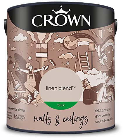 CROWN 2.5L Breatheasy SILK Emulsion Paint for Walls & Ceilings - LINEN BLEND