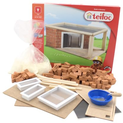 teifoc 5220 - Casetta da giardino, 135 componenti, kit creativo in materiali naturali, kit fai da te, giocattolo da costruzione per bambini dai 6 anni in su