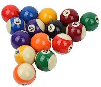 Toddmomy Kit de 16 Boules de Billard Numérotées en Résine Résistante, Taille Réglementaire Professionnelle, Équilibre, pour Salles de Jeux et Compétitions