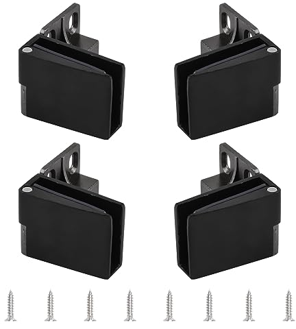 UFURMATE Bisagra de puerta de cristal, 4 bisagras de vidrio sin marco de aleación de zinc de 90 grados con tornillos, para puerta de 3 a 5 mm de grosor (negro)