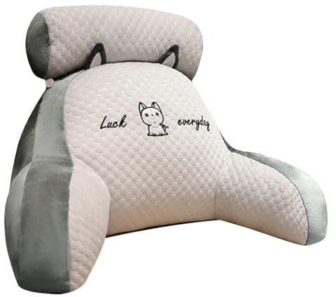 Lesekissen für Bett, Erwachsene, groß, grauer Husky, Plüsch-Kuschelkissen mit Kopfstütze und Armlehnen, Sofa-Rückenstütze Bettkissen, Gaming-Kissen zum Lesen, Entspannen, Fernsehen, abnehmbar und
