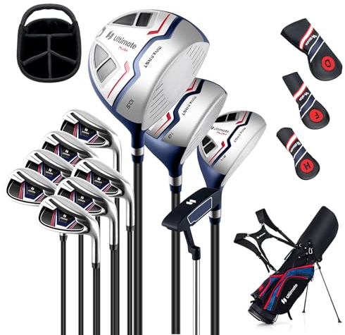 LIFEZEAL Juego de Golf Completo para Hombres de 12 Piezas, Bolsa Golf con Trípode y Correa, Driver de 460CC #1, Madera de Calle #3, Hibrido #5, Hierros #5,#6,#7,#8,#9,#S P, Putter (Azul)