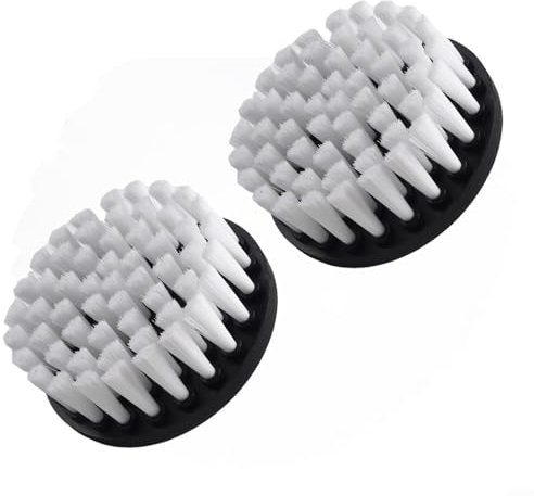 EpheyFIF Lot de 2 brosses de nettoyage pour perceuse électrique - Poils doux blancs - Changement rapide - Pour nettoyer les tapis, le cuir et les tissus d'ameublement - 10,2 cm