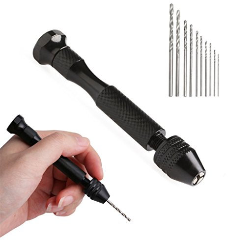 Perceuse manuelle en aluminium chaud avec mandrin auto-serrant + 10 forets hélicoïdaux