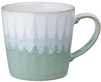 Denby - Reactive Light Green Mug Set of 2-400ml Capacity - Dishwasher & Microwave Safe - Hot Drink, Coffee & Tea Mugs - Handcrafted Ceramic Stoneware Mugs with Glaze Effect - Chip Resistant Cups
