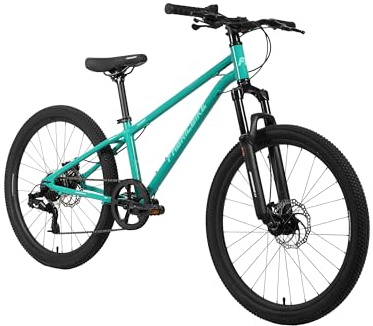 FabricBike Terra - VTT en Aluminium 24 pour Les Enfants de 8, 9, 10 et 11 Ans, Frein à Disque, 7 Vitesses, Suspension Avant (Teal Green)