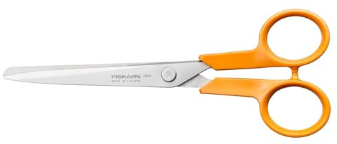 Fiskars Classic Petits Ciseaux Universels de Bricolage, Pour Droitier et Gaucher, Longueur Totale : 16 cm, Poignée Ergonomique Améliorée, Acier de Qualité/Plastique, orange, 1075055