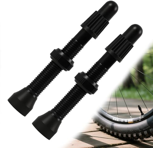 2 PCS Vástagos de Válvula Presta para Bicicleta de 40 mm, Válvula de Aleación de Aluminio, Válvula de Bicicleta, Válvula Sin Cámara con Tapa de Plástico,Válvula Neumático Tubeless,Valvula Tubeless