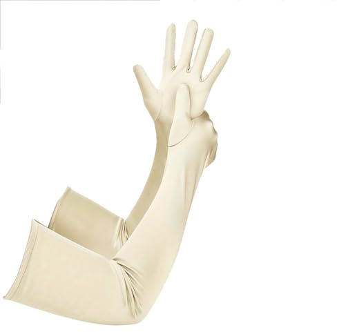 Yeesabella Long Satin Evening Gloves for Women Girls,Fancy Dress Opera 1920s Elbow Velvet Glove for Wedding Prom Party Dance Costume Accessories,21inches,Champagne White
