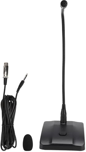 FAHZGK Microfono capacitivo a collo di cigno cablato per desktop, microfono a condensatore direzionale a forma di cuore con base ponderata, collo metallico flessibile per conferenze, regi