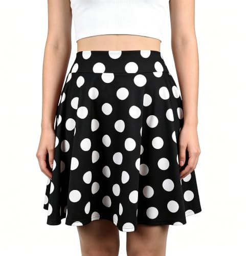 Mini Skirt for Women, Stretchy High Waist Midi Skater Skirt Knee Length Basic Casual Pleated Women's Skirts A-Line Short Skirts