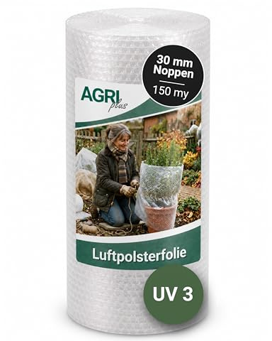 AGRI Plus Film à Bulles Isolant, Largeur 2 m - Longueur au Choix, Protection Avec Picots de 30 mm, Végétal pour Hivernage et Protection Contre le Gel, 150 My Résistant