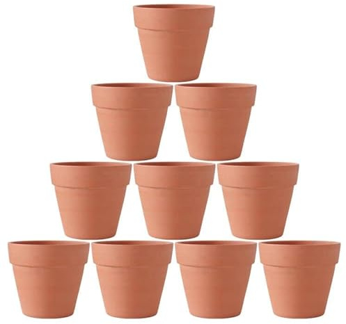 OLEEP 10,2 cm, 10 vasi in terracotta, per piante, piante grasse, cactus, con drenaggio, per interni, esterni, decorazione per casa e ufficio