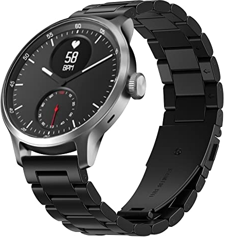 Hiseus Armband Kompatibel mit Withings ScanWatch 42mm, Metall Edelstahl Einstellbare Ersatzarmband Kompatibel mit Withings Steel HR 40mm/HR Sport Armband (Schwarz)