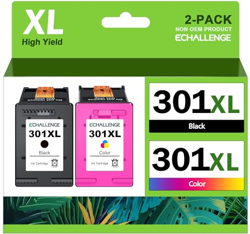 ECHALLENGE 301 XL druckerpatronen für HP 301 druckerpatronen Multipack 301XL tintenpatronen Ersatz 2540 1000 1010 1050 Envy 4500 5534 4502 Officejet 2620 2622(1 Schwarz 1Farbe,2-Pack) patronen