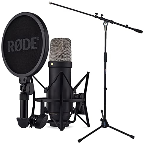 Rode NT1 5th Generation XLR - Micrófono USB de estudio con soporte para micrófono keepdrum, color negro