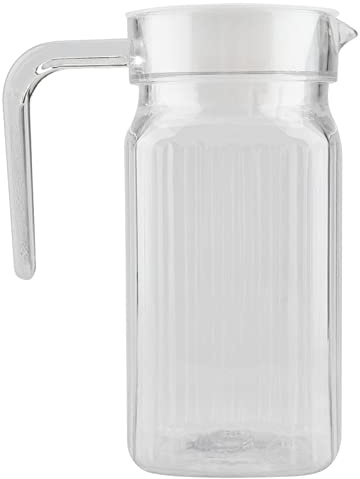 Alvinlite Carafe à jus | Carafe à jus transparente en plastique à rayures avec couvercle pour application à domicile 500 ml/800 ml/1100 ml/1800 ml | 500 ml | cruche d'eau