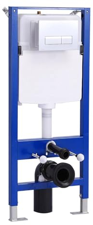 Vorwandelement WC - Unterputz Spülkasten WC mit Glänzende Chromfarbe Drückerplatte Betätigungsplatte - HDPE Material Vorwandspülkasten für Wand-WC - Vorwandelement WC Set Komplett - 50×10×114 cm