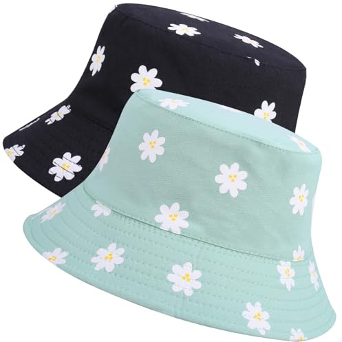 Utensilsto 2 Stück Fischerhut Damen Sonnenblende Doppelseitige Verstaubare Hüte Damen UV Schutz Sonnen Hut, Faltbar Sommer Outdoor Sporthut für Camping Reisen Urlaub